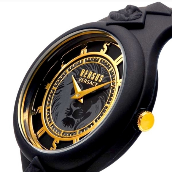 🔹️Versace 🔹️ Black and Gold Watch39MM Stainless Steel & Silicone Watch - Picture 1 of 5
